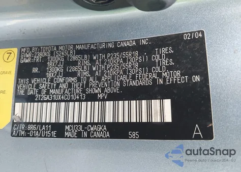 2004 Lexus Rx 330 из США, поврежденный, VIN 2T2GA31UX4C010413